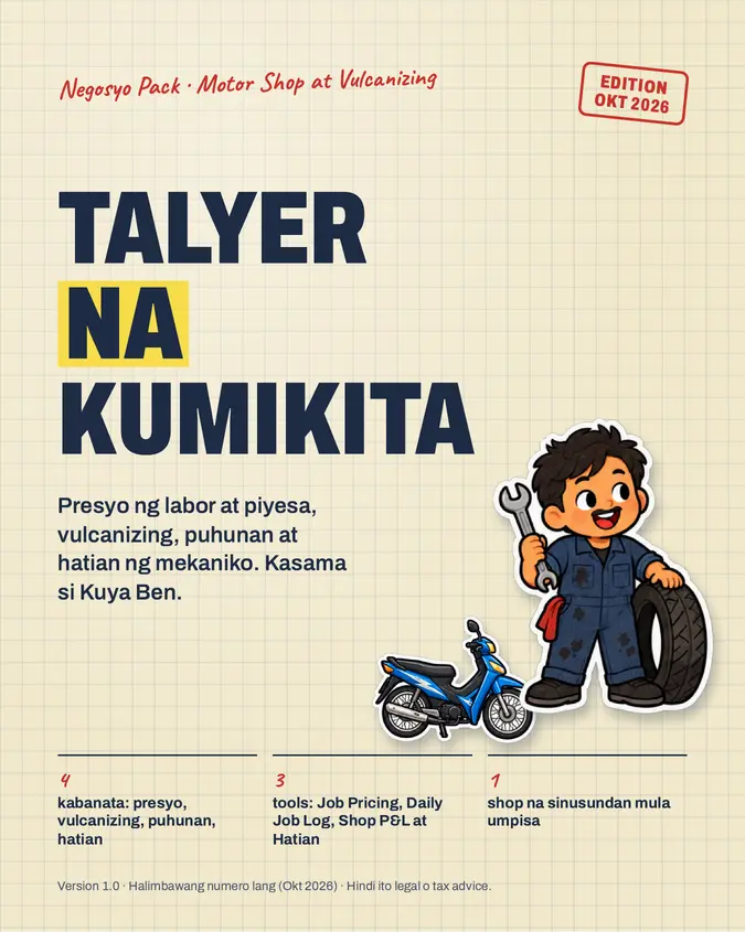 Cover ng Motor Shop at Vulcanizing Pack
